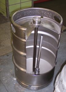 Cutaway showing beer keg internals