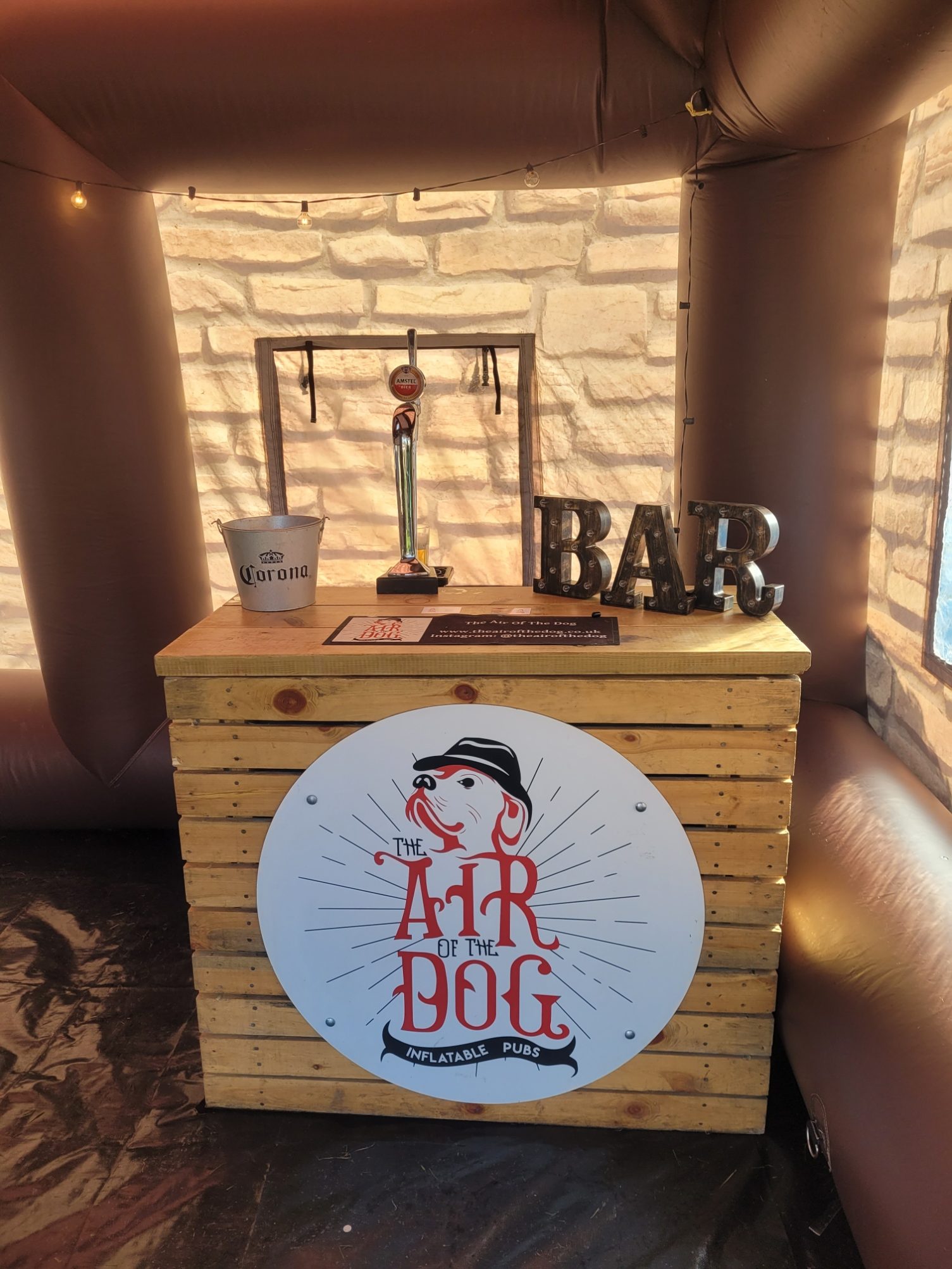 Draught beer setup for Air of the Dog inflatable pub hire